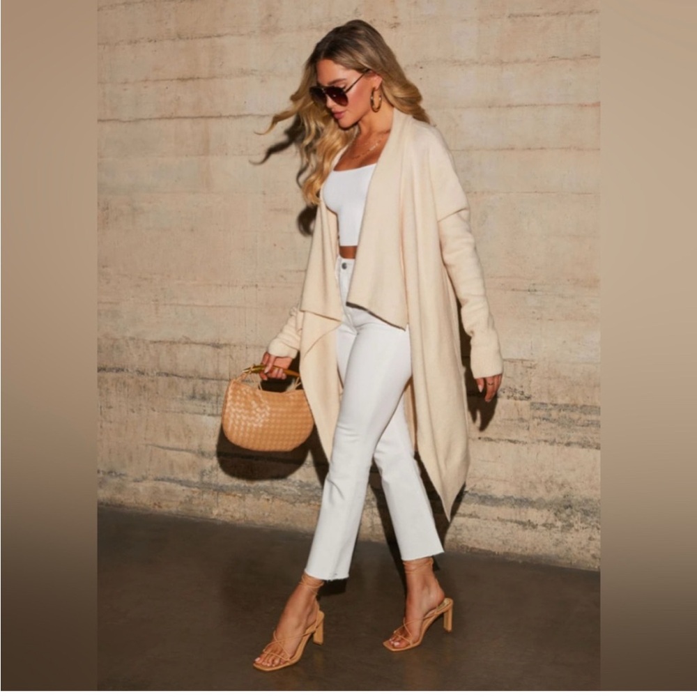 Vici Cream Open Front Cardigan
